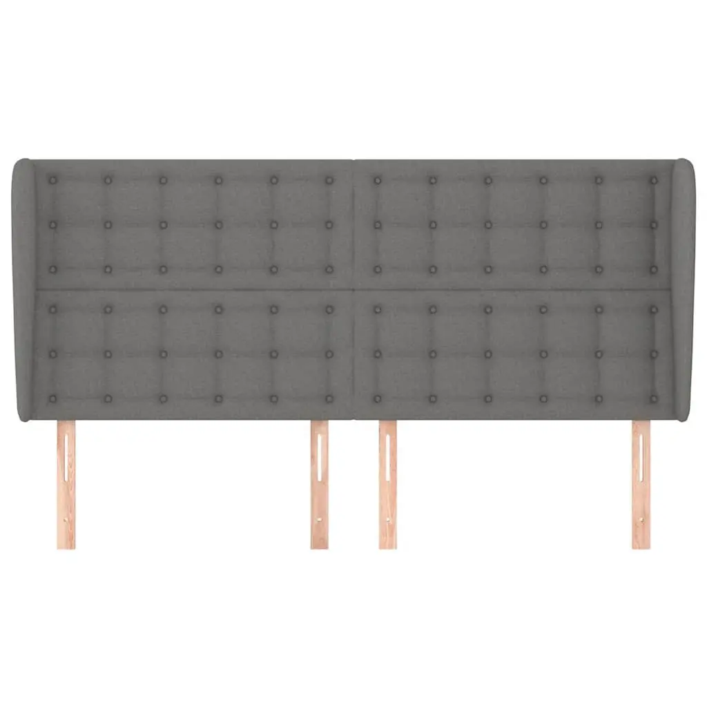 Fabric Headboard with Ears Adjustable Height Dark Grey 163 x 23 x 118128 cm