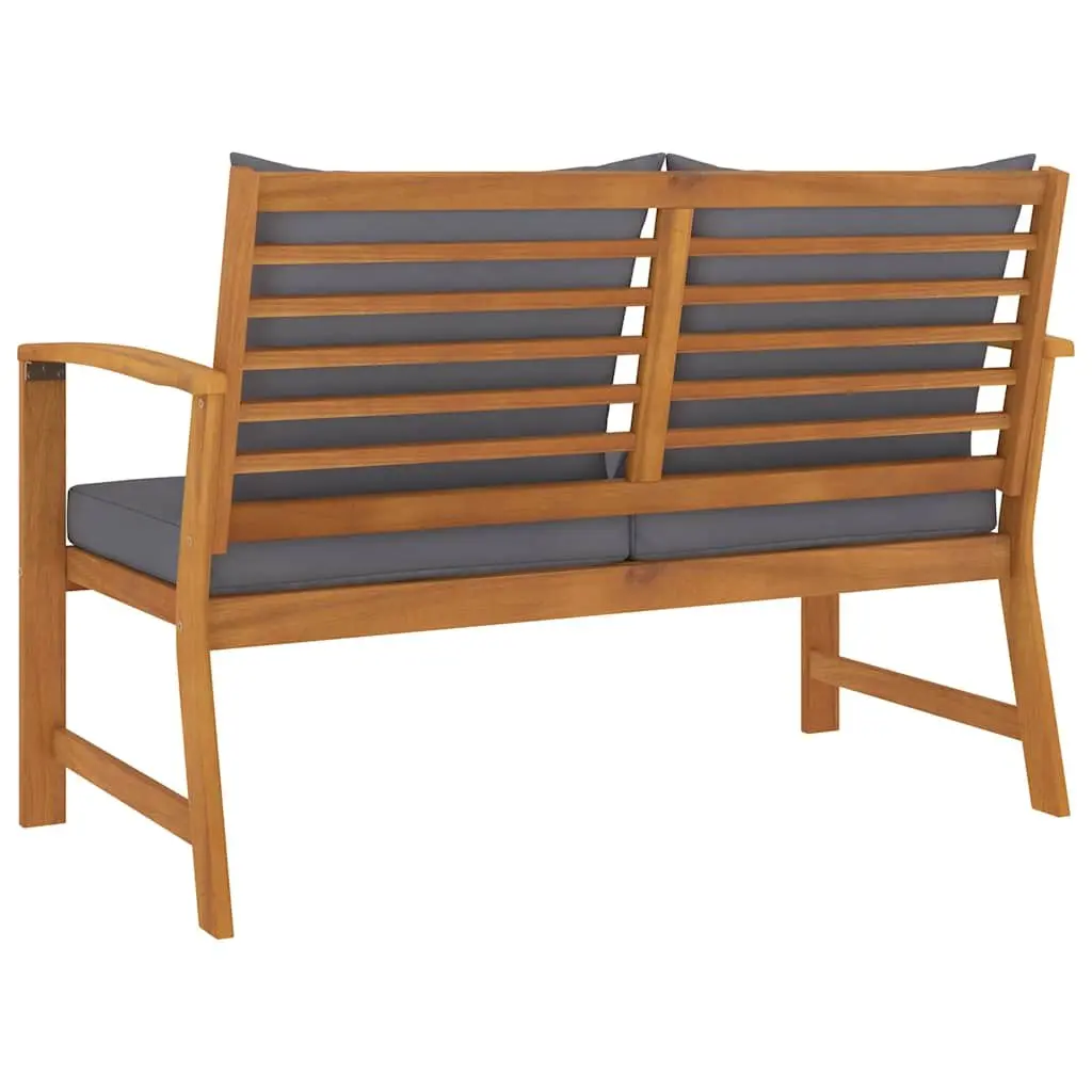 Garden Bench 120cm Outdoor Seating with Grey Cushion Acacia Wood Patio Furniture