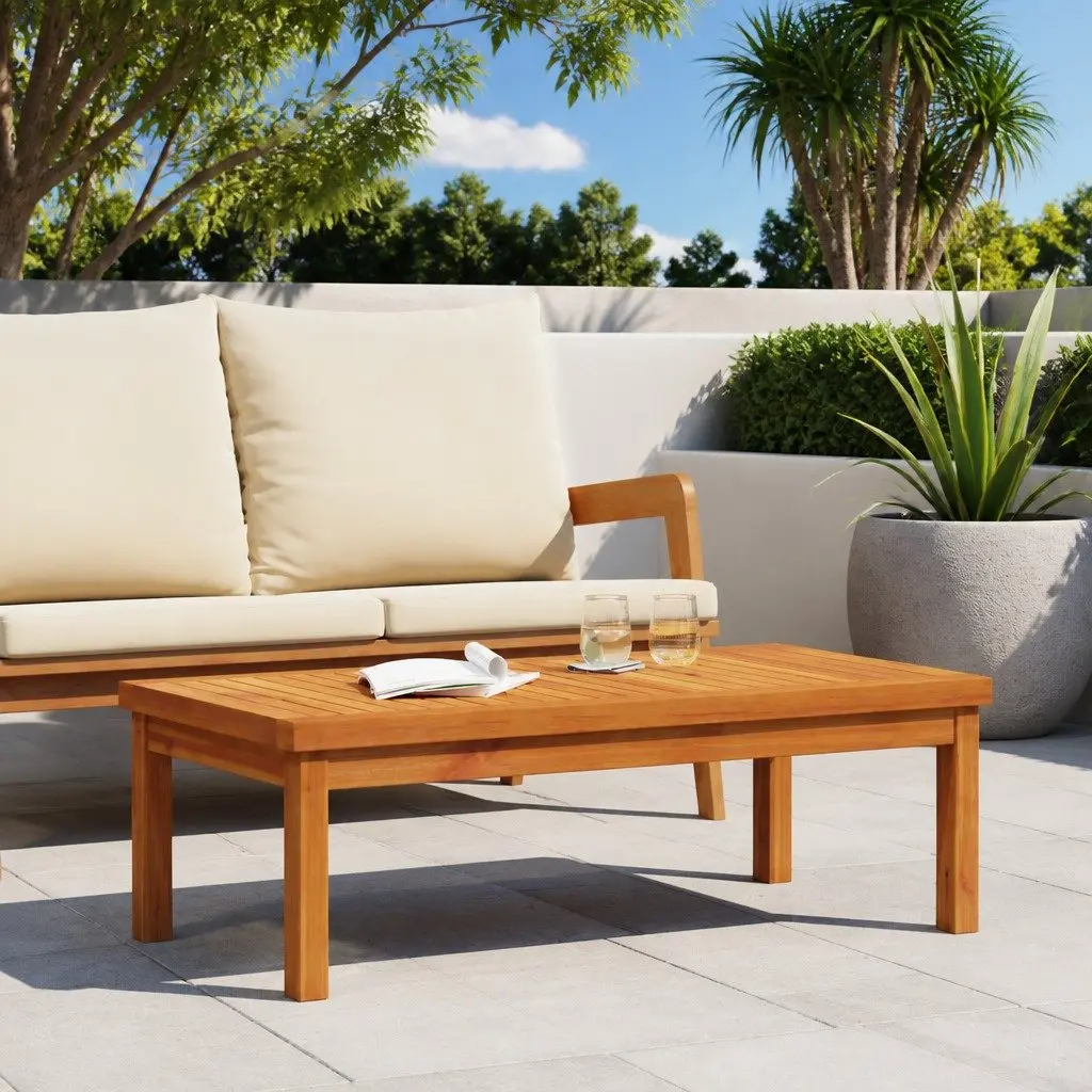 Brown Solid Wood Outdoor Coffee Table with Slatted Top 100x50x33 cm
