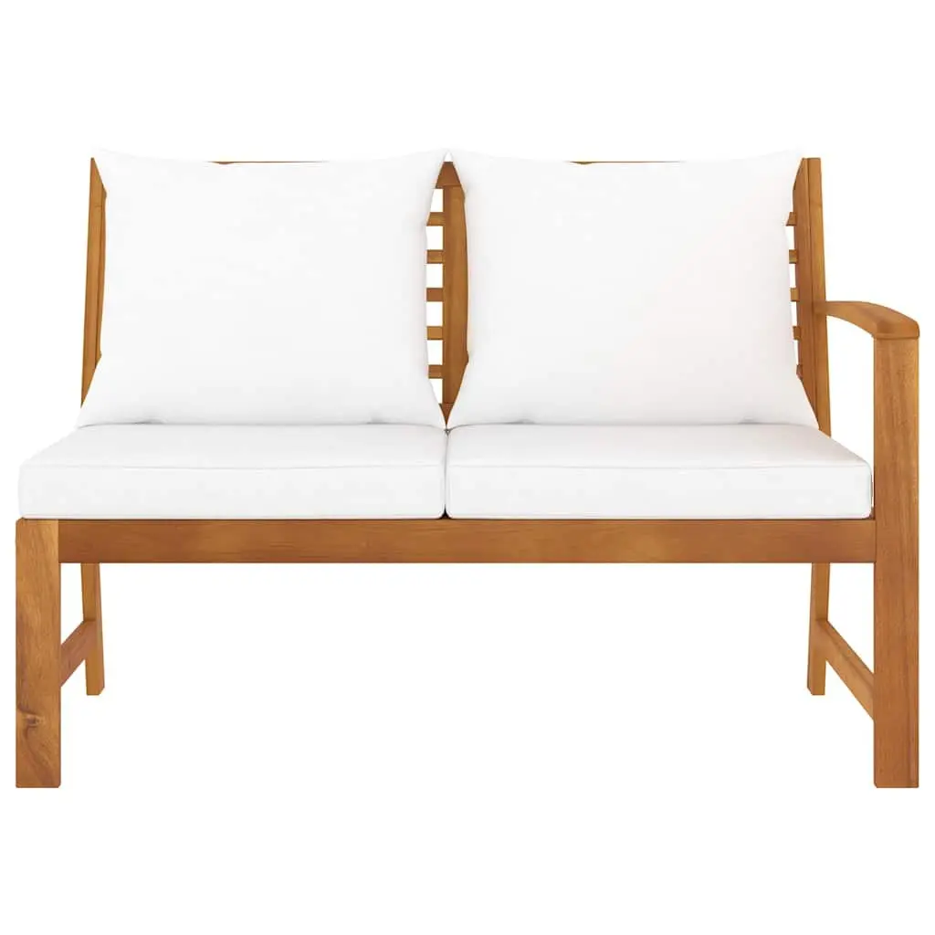 Garden Bench Solid Acacia Wood 114.5cm Outdoor Seating with Cream Cushion