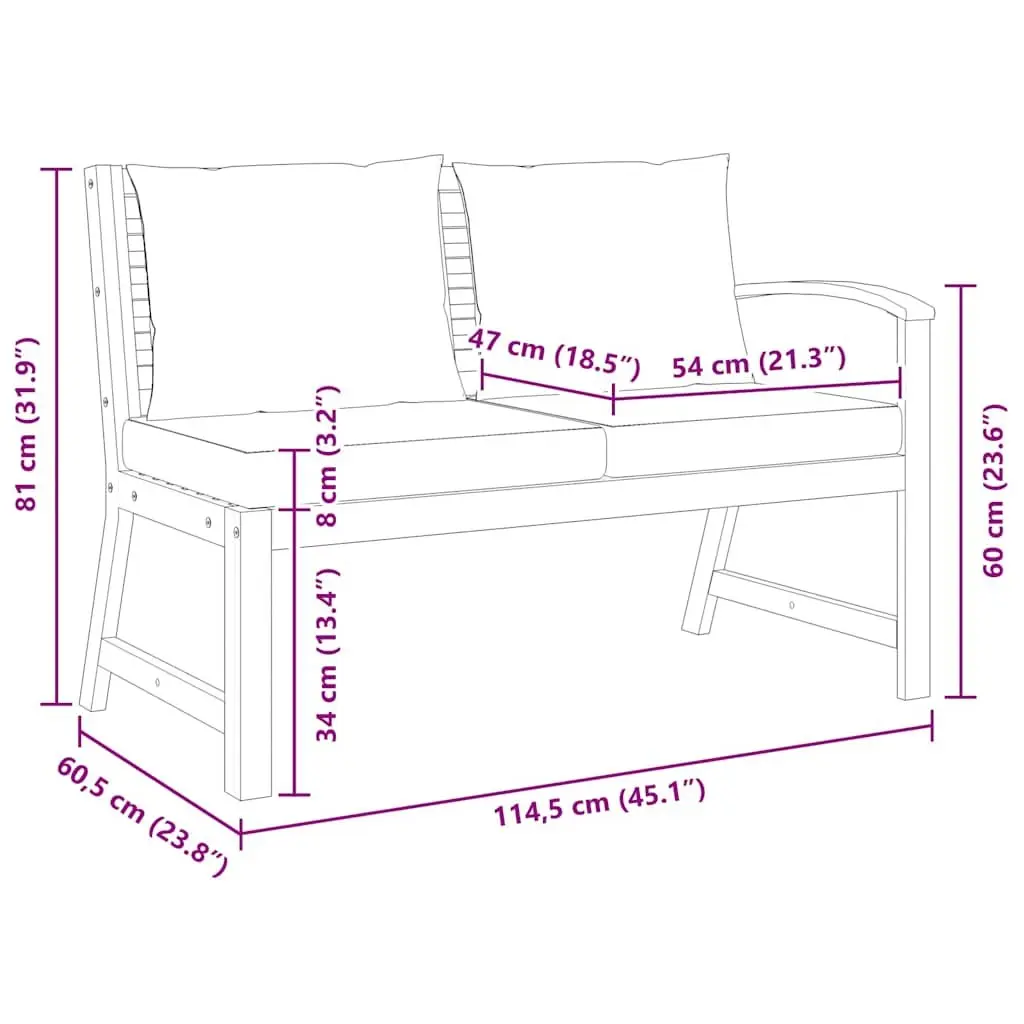 Outdoor Garden Bench with Cushions