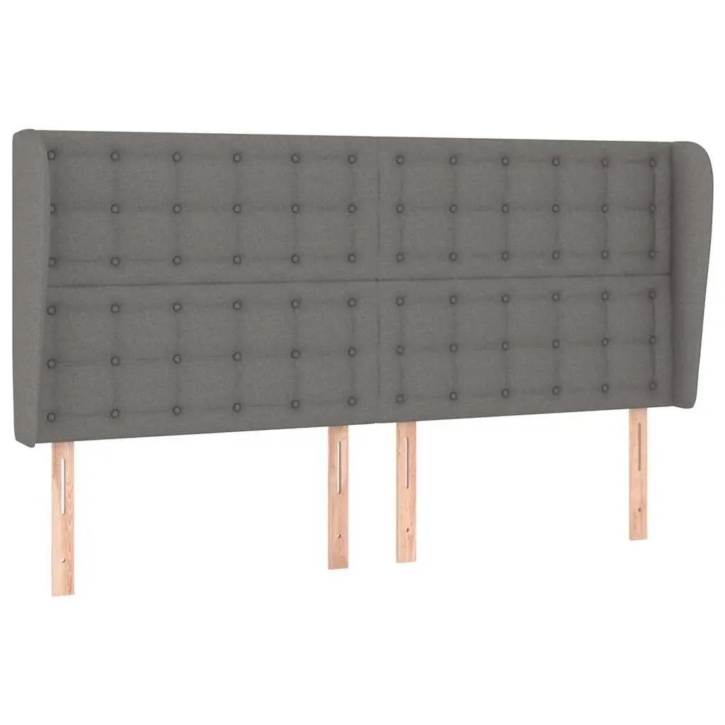 Fabric Headboard with Ears Grey 203cm Adjustable Height Back Support