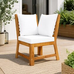Outdoor Sectional Corner Sofa Lounge Seat Acacia Wood Patio Garden Seating Unit