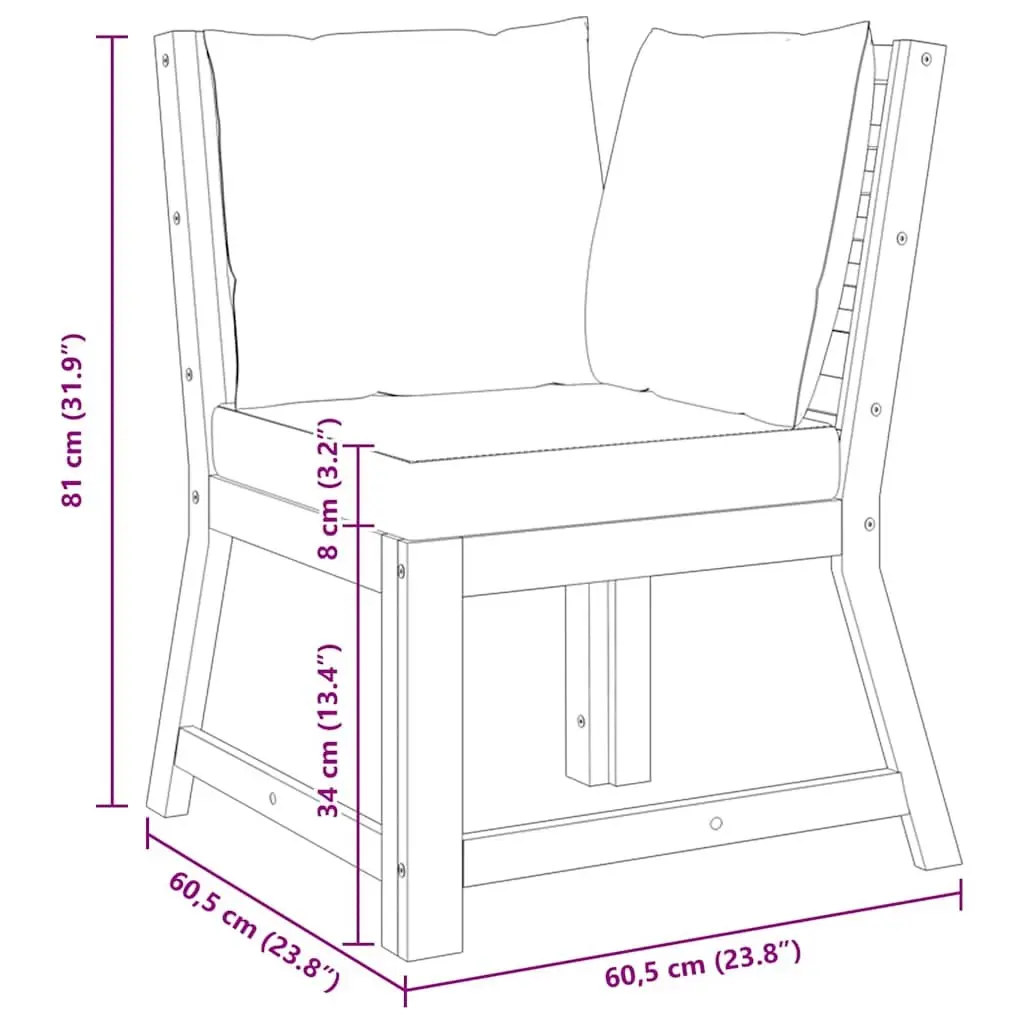 Outdoor Sectional Corner Sofa Lounge Seat Acacia Wood Patio Garden Seating Unit