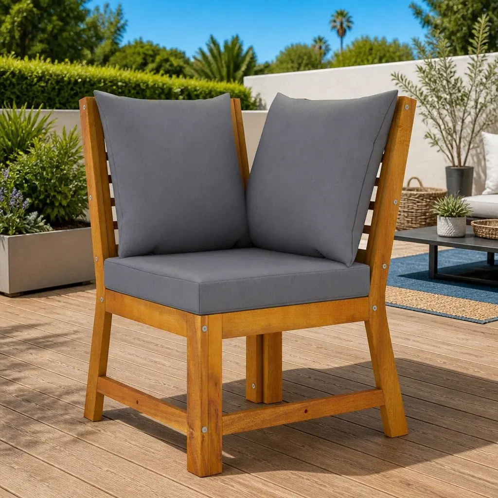 Outdoor Sectional Corner Sofa Lounge Set Solid Acacia Wood Patio Garden Seating
