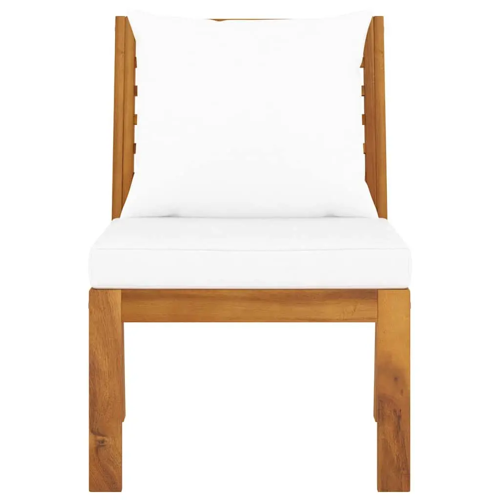 Sectional Middle Sofa Solid Acacia Wood Weather Resistant Outdoor Indoor Furniture