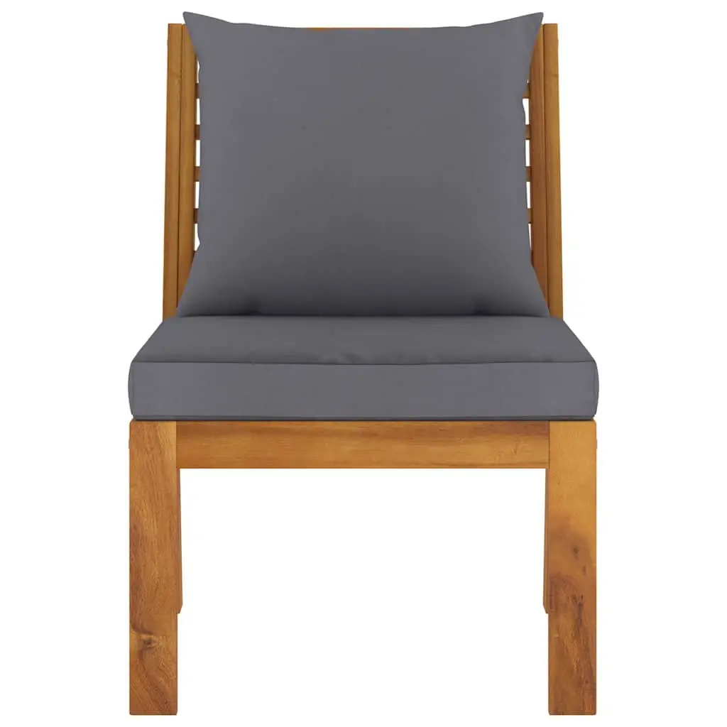 Outdoor Sectional Middle Sofa Solid Wood Lounge Cushion Brown