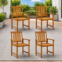 Friendly Brown Acacia Wood Garden Chairs - Set of 4