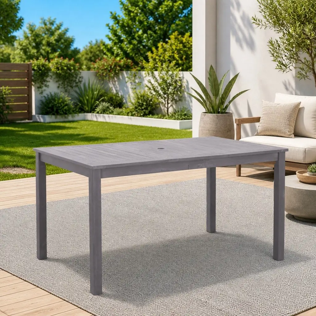 Garden Dining Table Solid Acacia Wood Outdoor Furniture Grey Wash 140x80x74cm