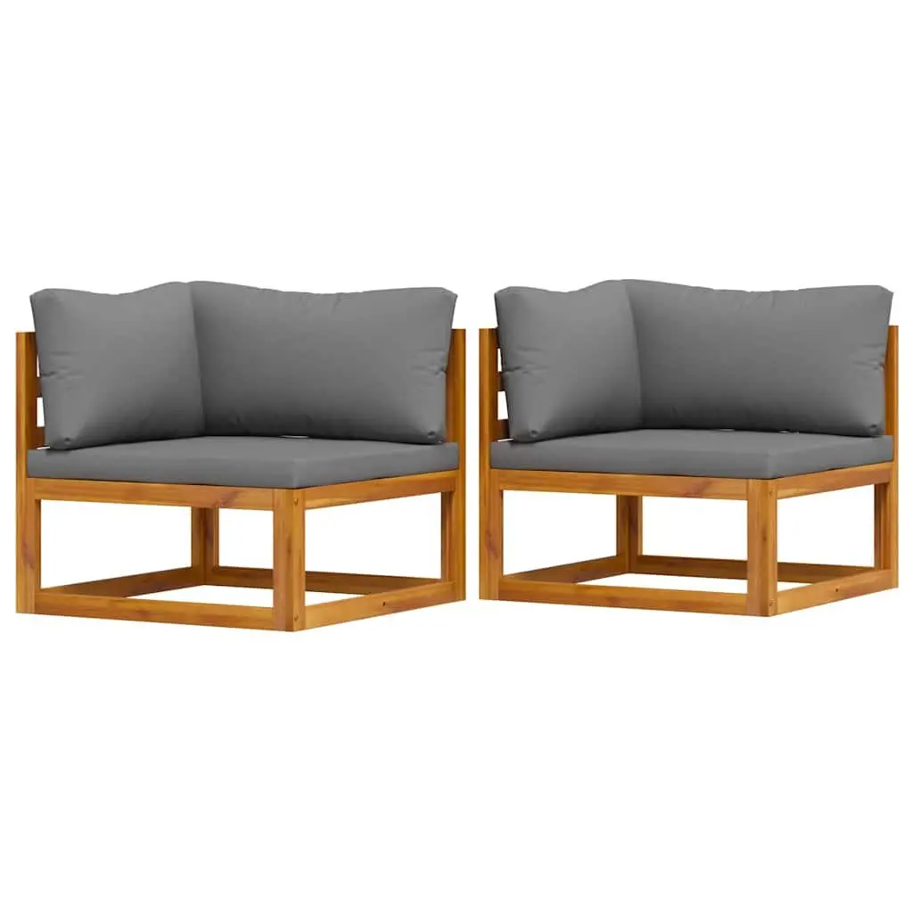 Outdoor Sectional Sofa Corner Lounge Set 2pc Garden Seating with Cushions Grey