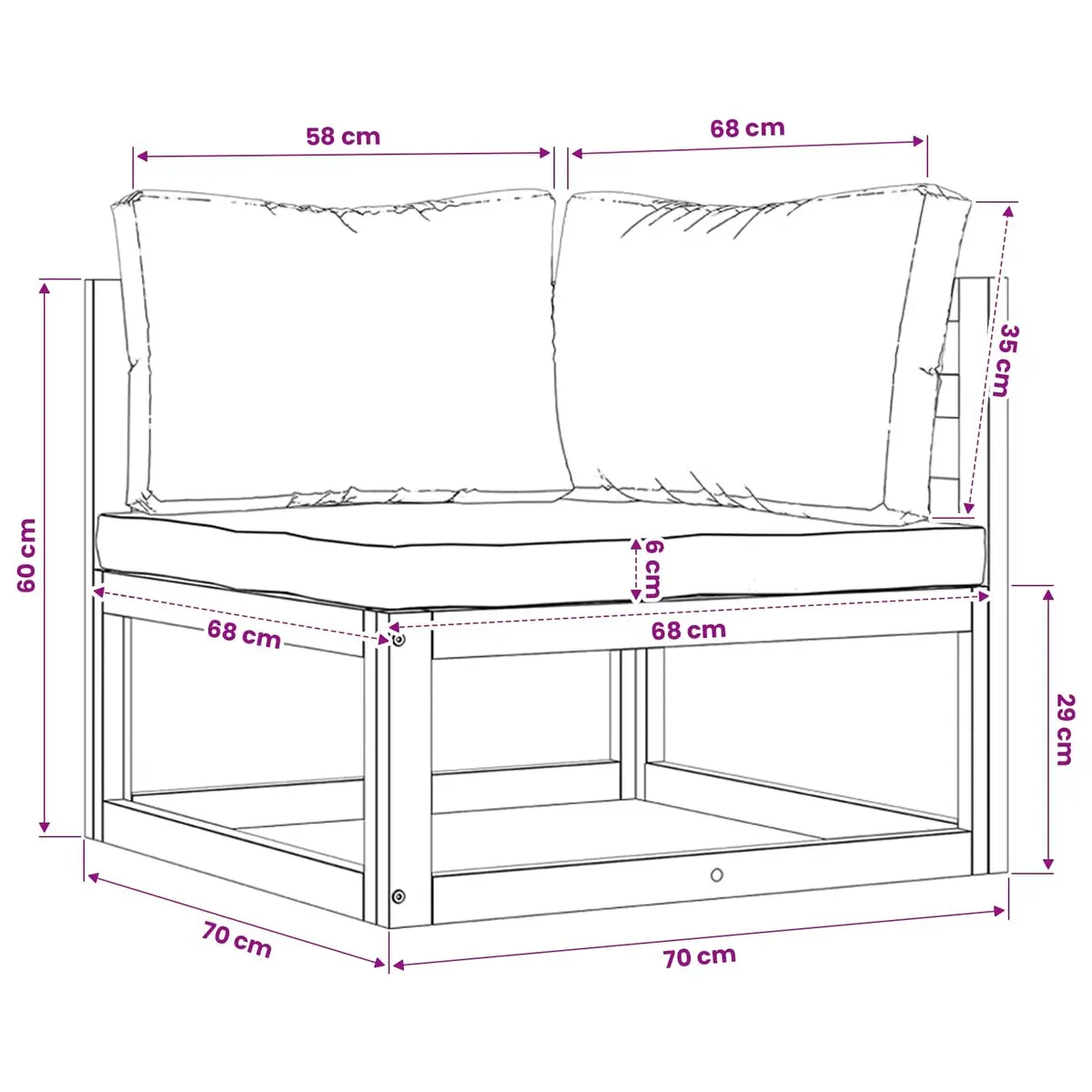 Outdoor Sectional Sofa Corner Lounge Set 2pc Garden Seating with Cushions Grey