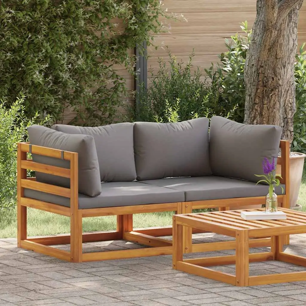 Outdoor Sectional Sofa Corner Lounge Set 2pc Garden Seating with Cushions Grey