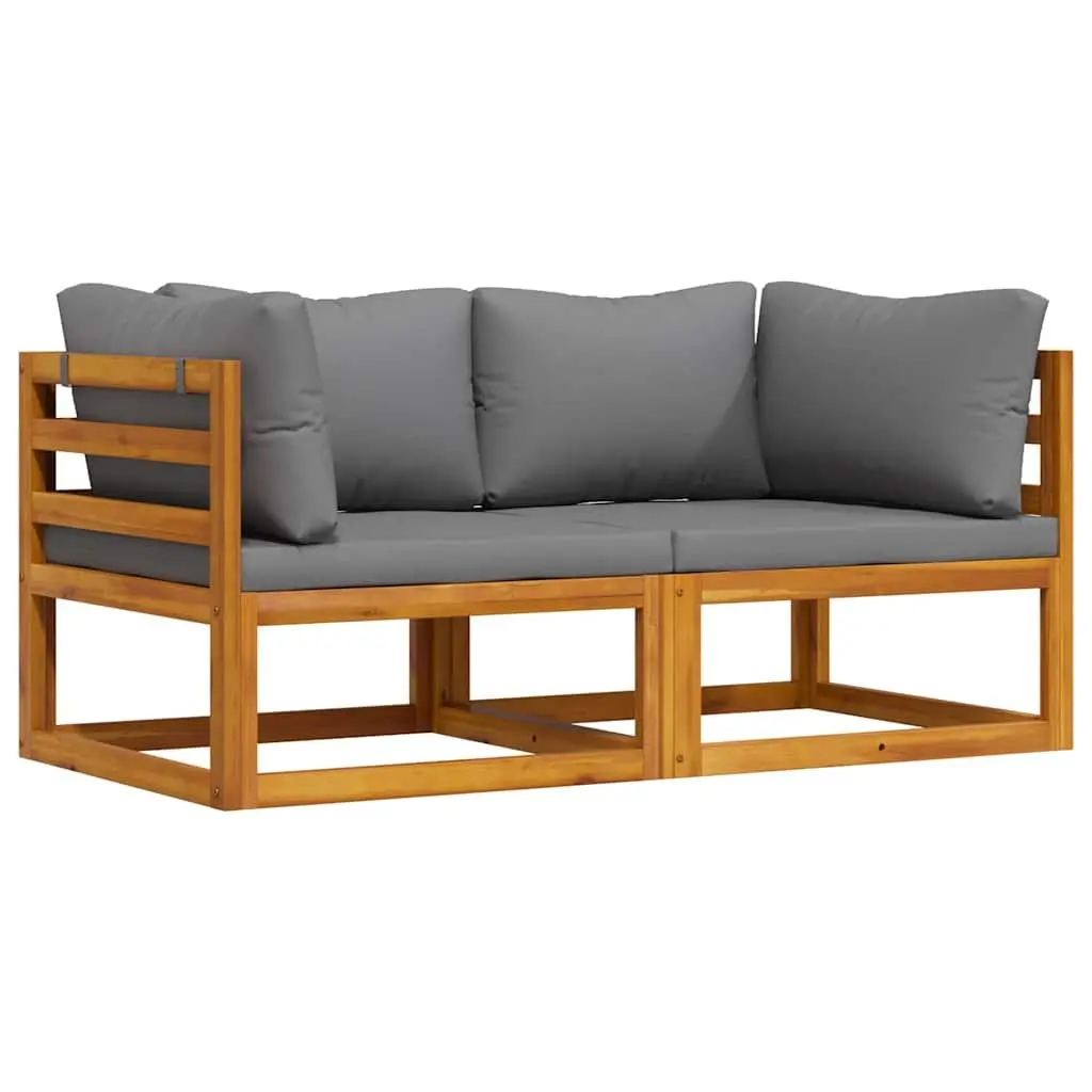 Outdoor Sectional Sofa Corner Lounge Set 2pc Garden Seating with Cushions Grey