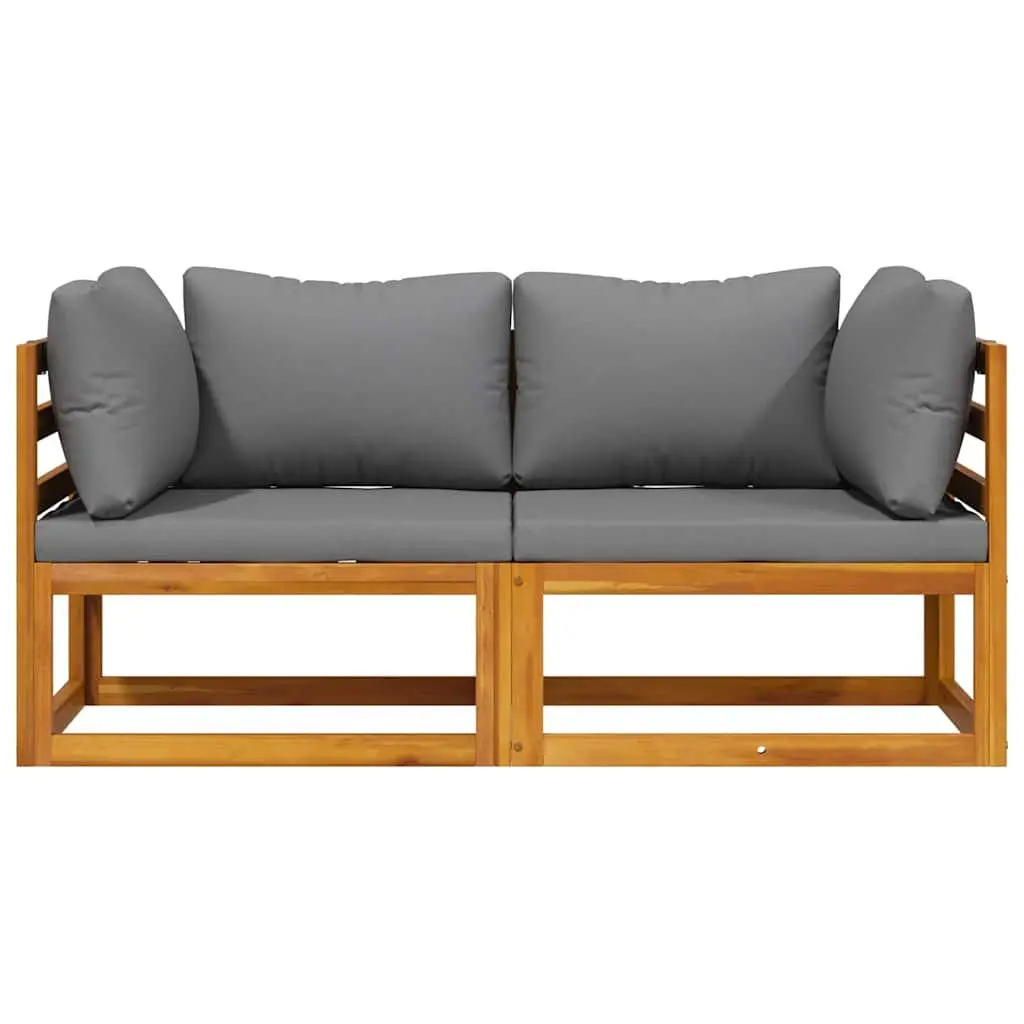 Outdoor Sectional Sofa Corner Lounge Set 2pc Garden Seating with Cushions Grey