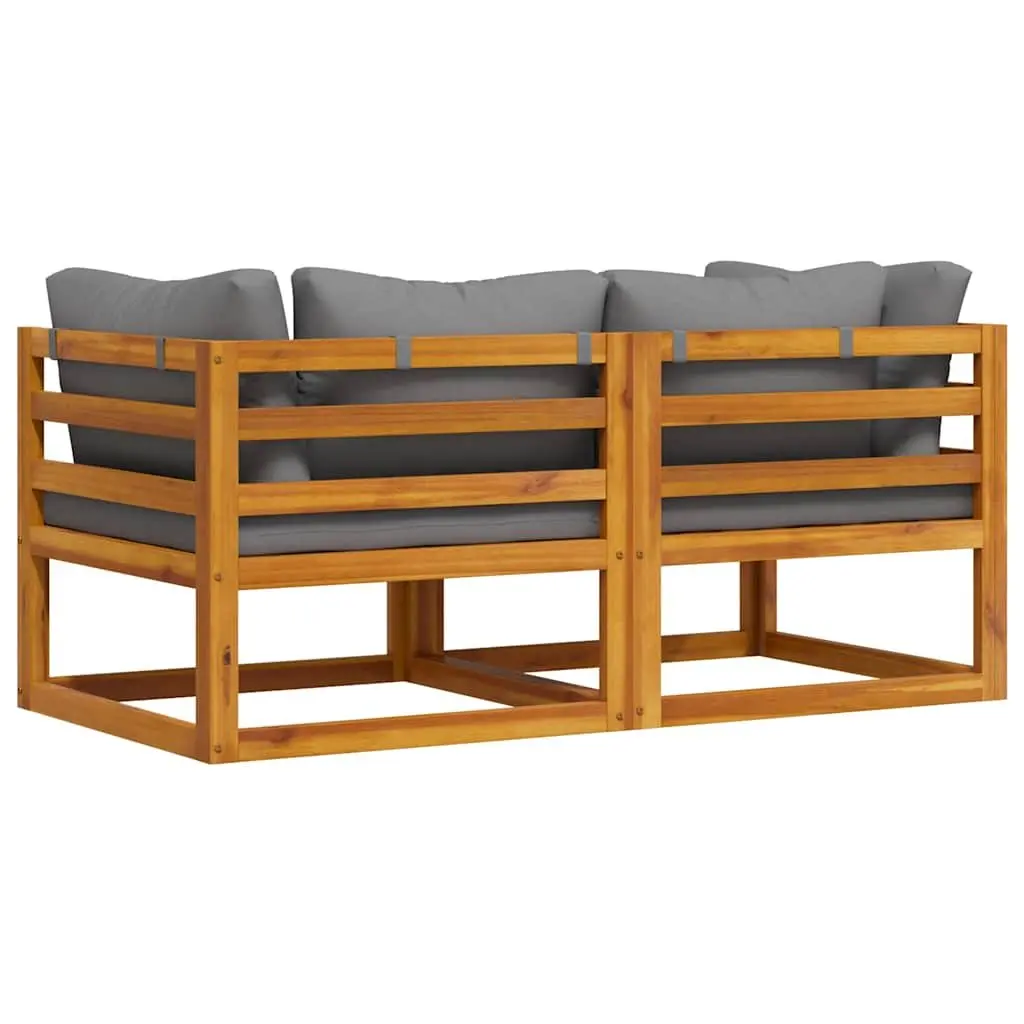 Outdoor Sectional Sofa Corner Lounge Set 2pc Garden Seating with Cushions Grey