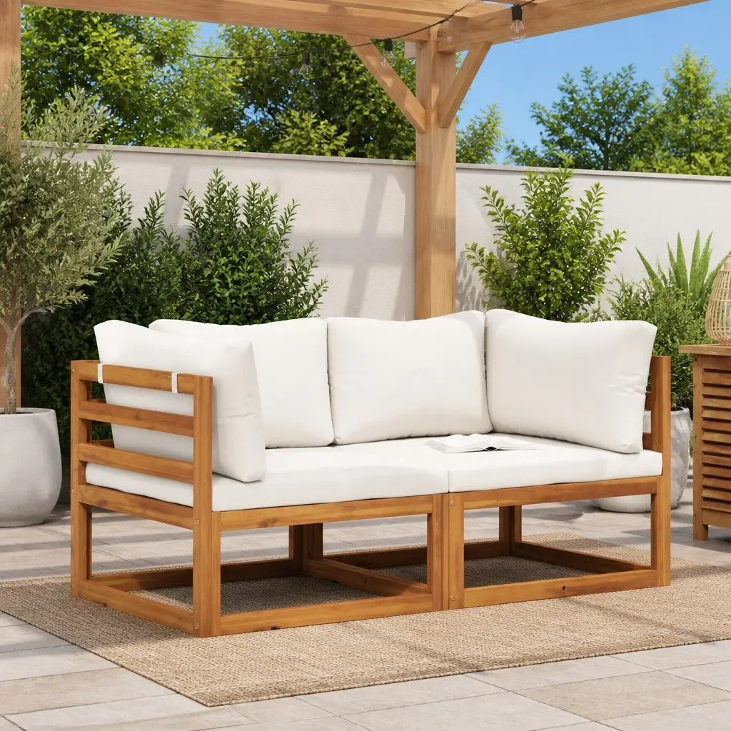 Outdoor Sectional Sofa Corner Set 2-Piece Padded Cushions