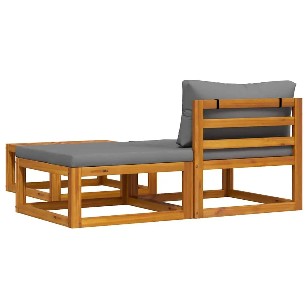 Outdoor Sectional Sofa Set Solid Acacia Wood 3 Piece Garden Lounge Furniture with Cushions