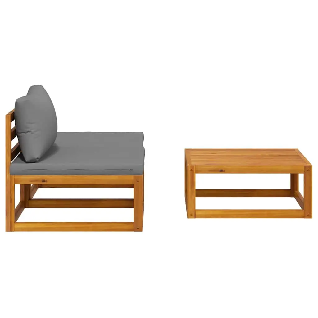 Outdoor Sectional Sofa Set Solid Acacia Wood 3 Piece Garden Lounge Furniture with Cushions
