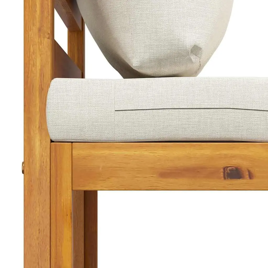 3 Piece Garden Lounge Set Outdoor Sofa Cream Cushions Acacia Wood Patio
