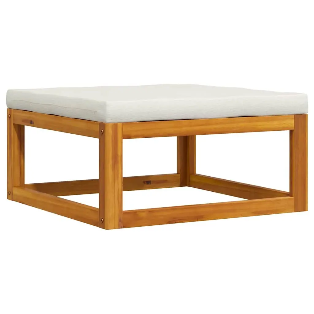3 Piece Garden Lounge Set Outdoor Sofa Cream Cushions Acacia Wood Patio