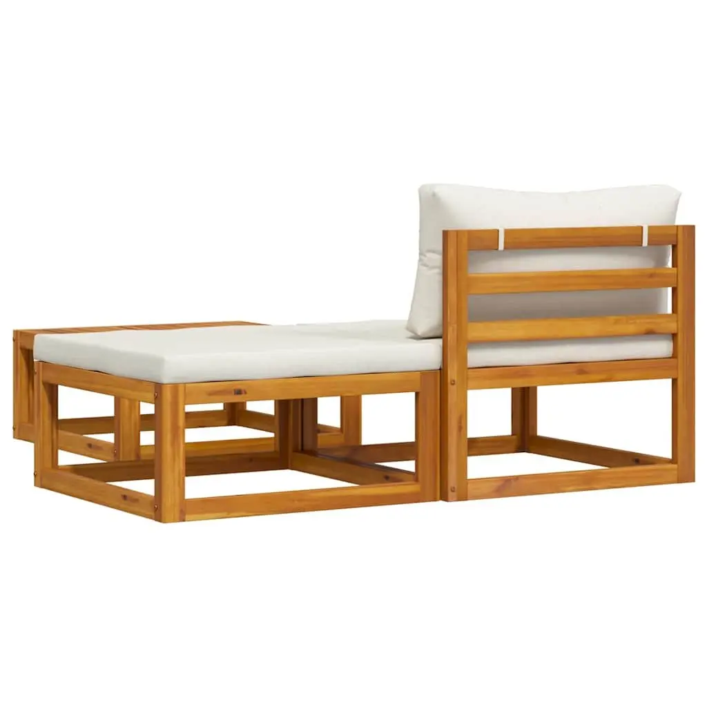 3 Piece Garden Lounge Set Outdoor Sofa Cream Cushions Acacia Wood Patio