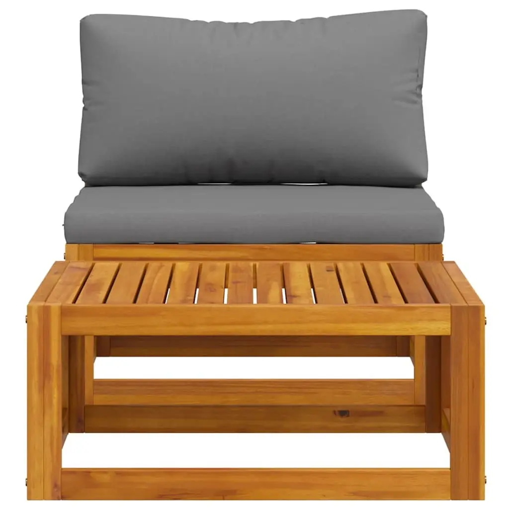Outdoor Sectional Sofa Set 2 Piece Garden Seating Solid Wood with Cushions Grey