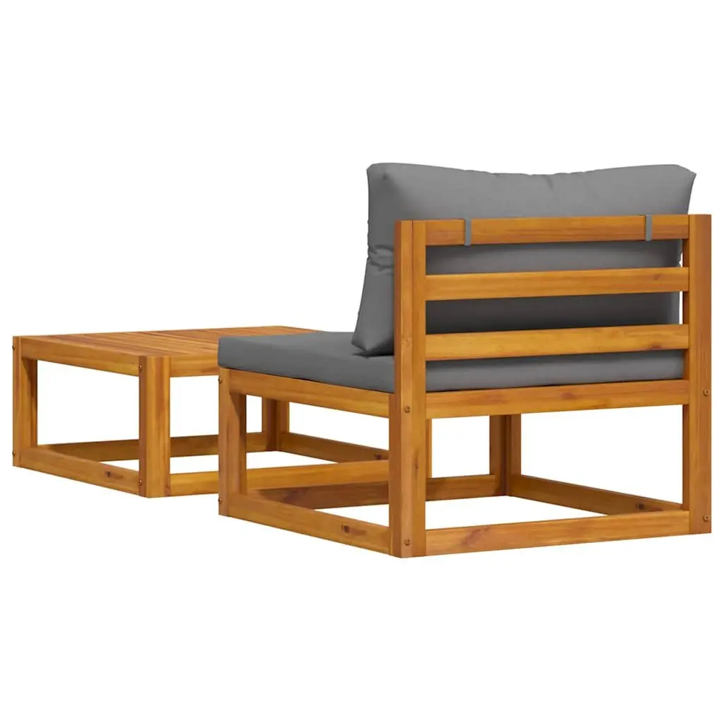 Outdoor Sectional Sofa Set 2 Piece Garden Seating Solid Wood with Cushions Grey