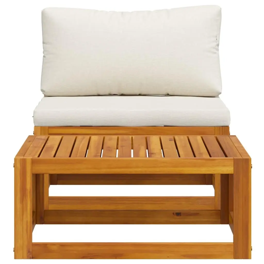 Outdoor Sectional Sofa Set 2 Piece Garden Furniture White Acacia Wood Cushion