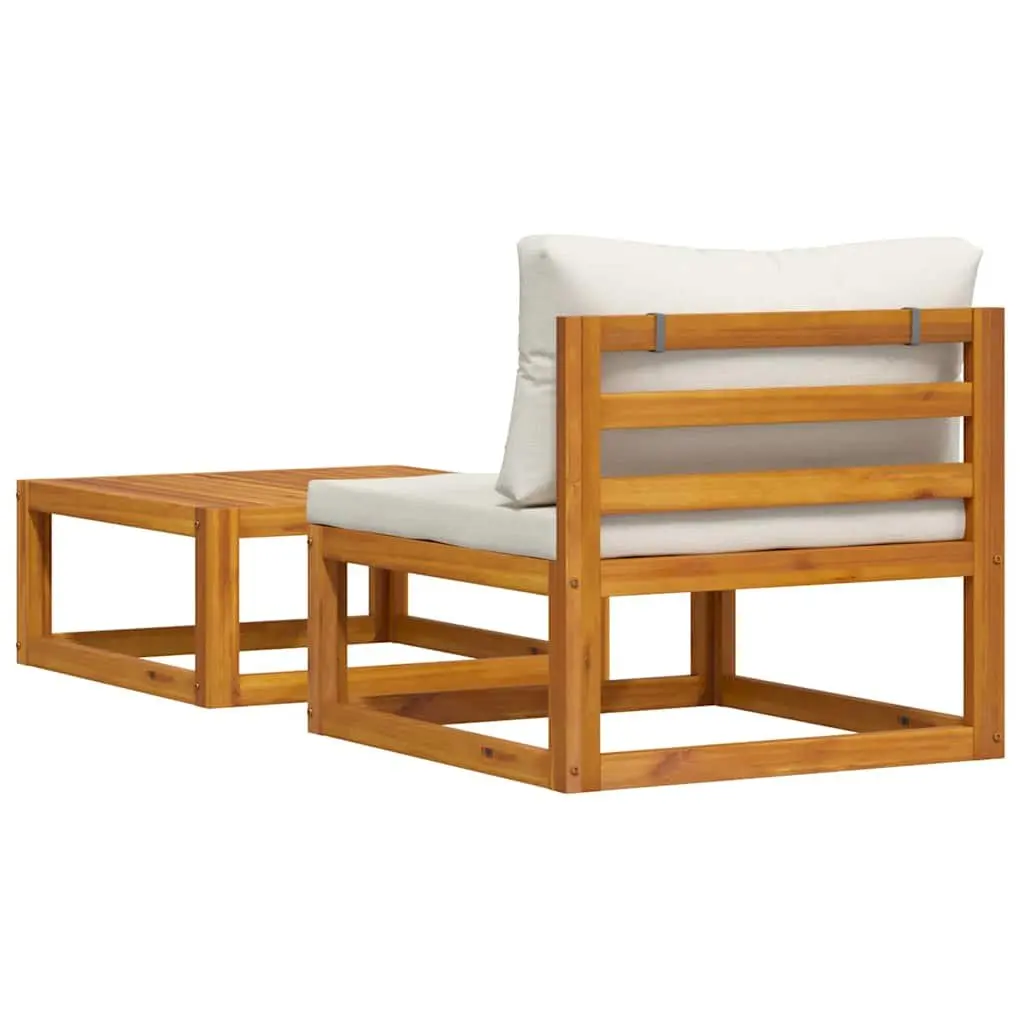 Outdoor Sectional Sofa Set 2 Piece Garden Furniture White Acacia Wood Cushion