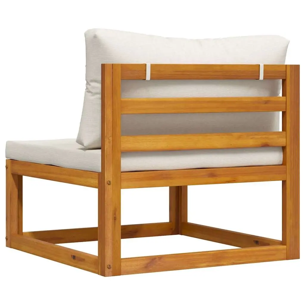 Outdoor Sectional Middle Sofa Solid Acacia Wood Frame Padded Cushions