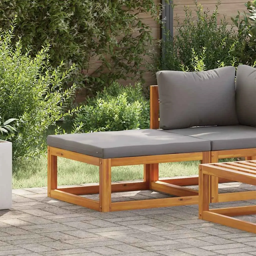 Outdoor Footrest Padded Cushion Solid Acacia Wood
