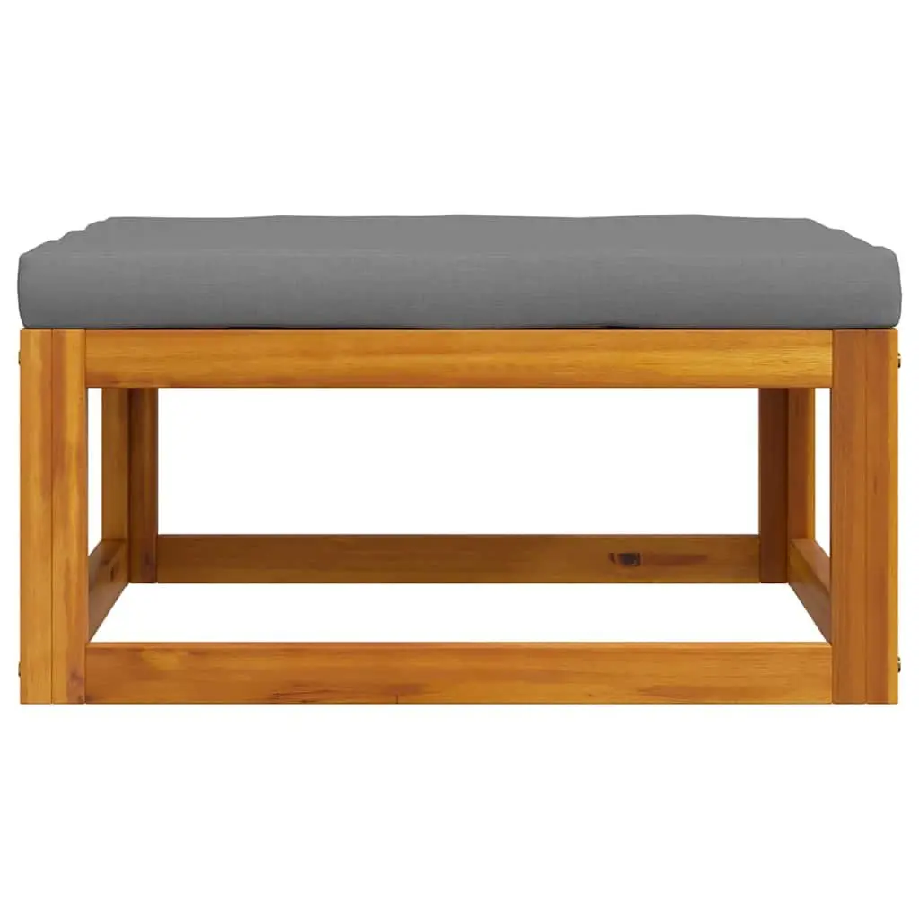 Outdoor Footrest Padded Cushion Solid Acacia Wood