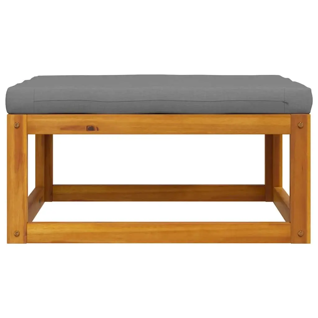 Outdoor Footrest Padded Cushion Solid Acacia Wood