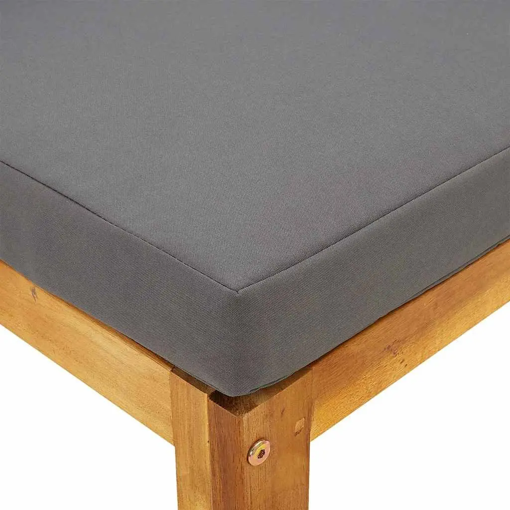 Outdoor Footrest Padded Cushion Solid Acacia Wood