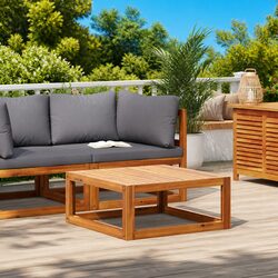 Outdoor Coffee Table 68x68x29 cm Brown Wooden Patio Garden Furniture Slatted