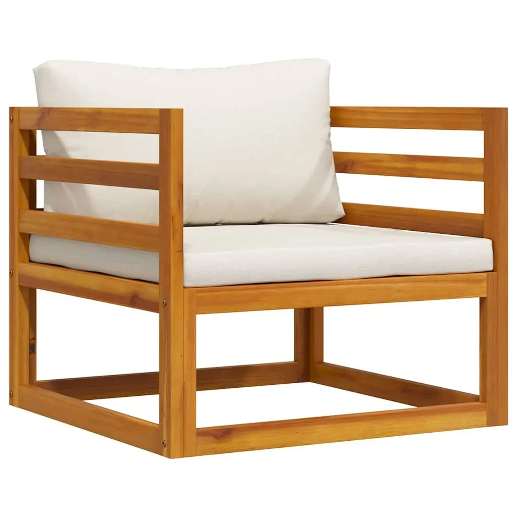 Garden Chair Weather Resistant Solid Acacia Wood Frame with Cream Cushion
