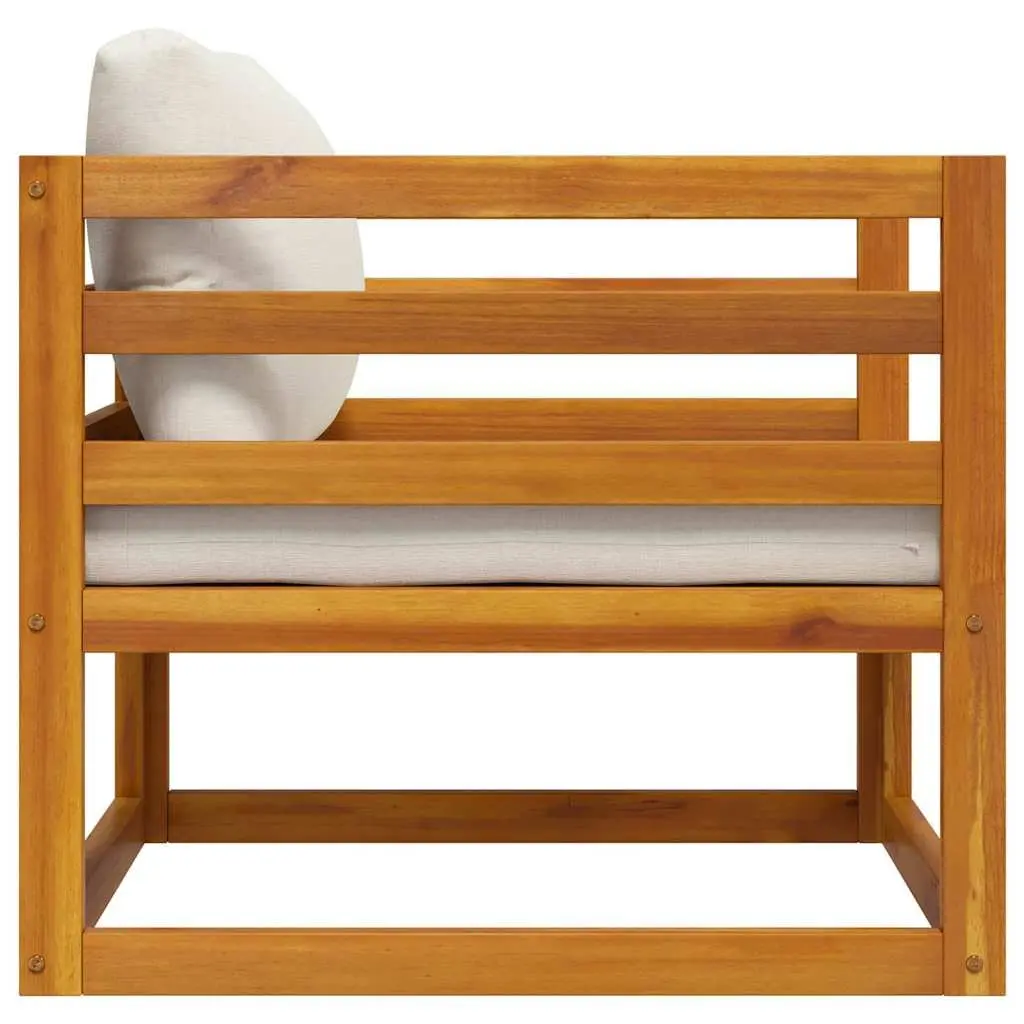 Garden Chair Weather Resistant Solid Acacia Wood Frame with Cream Cushion