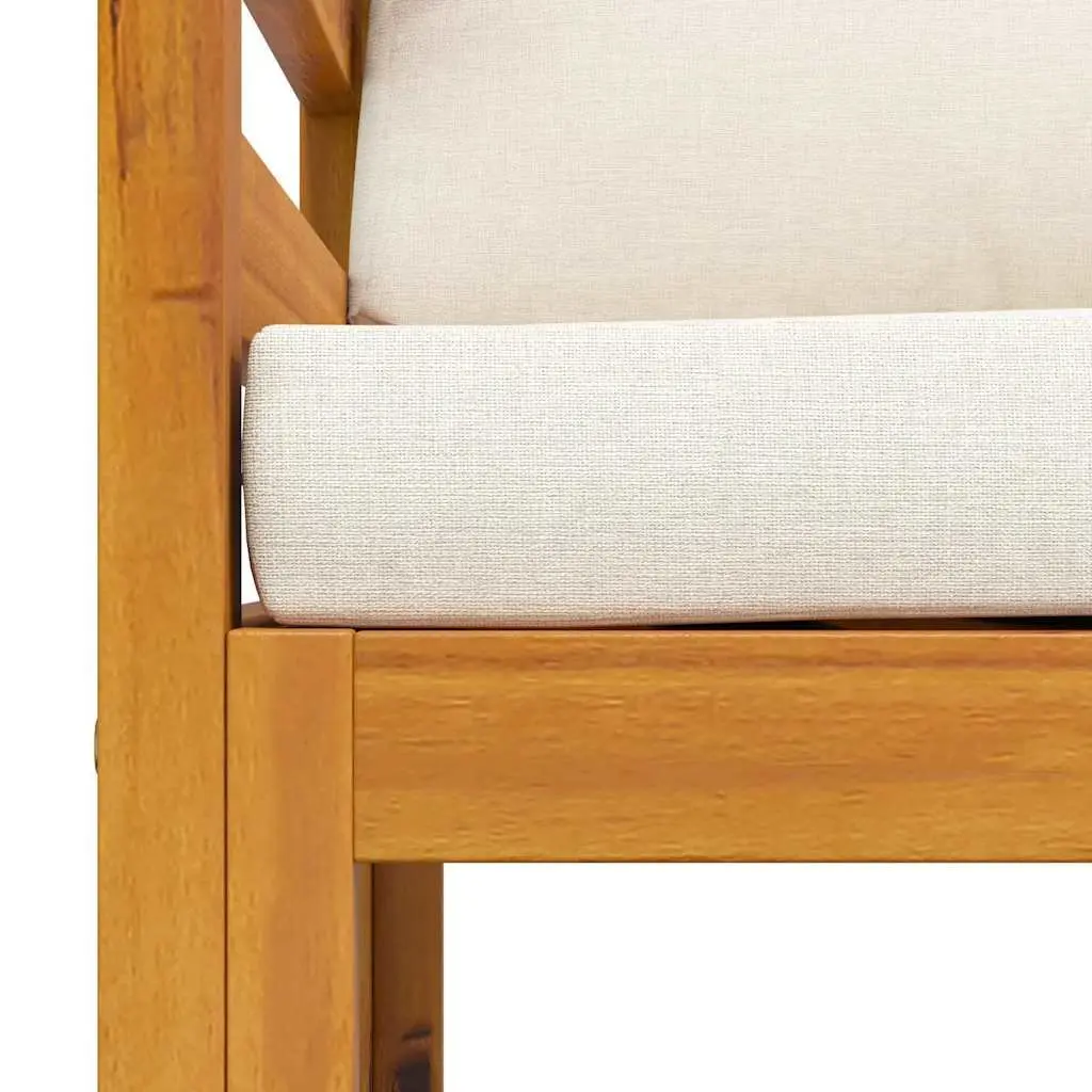 Garden Chair Weather Resistant Solid Acacia Wood Frame with Cream Cushion