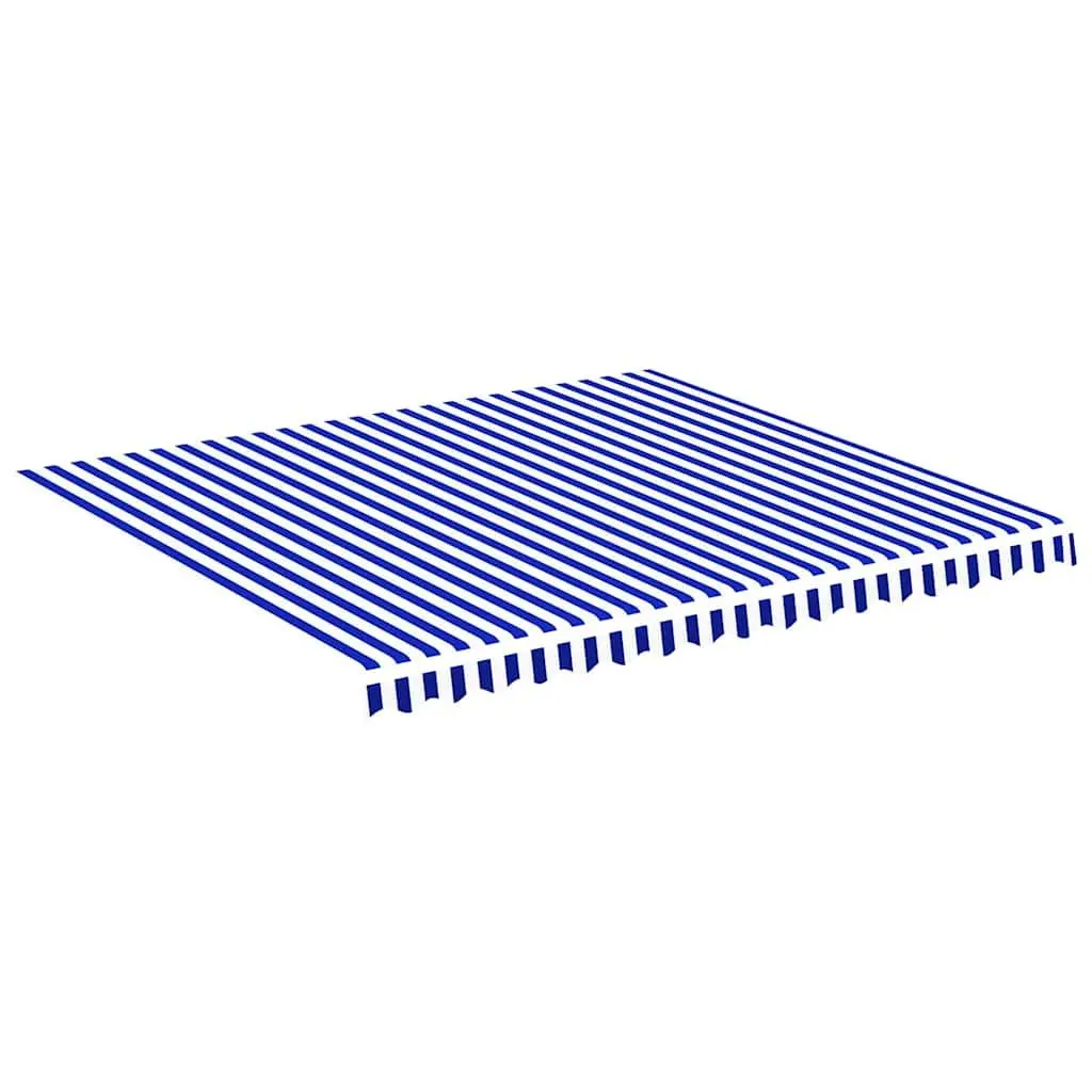 Awning Replacement Fabric Blue and White UV Resistant Polyester 4x3.5m