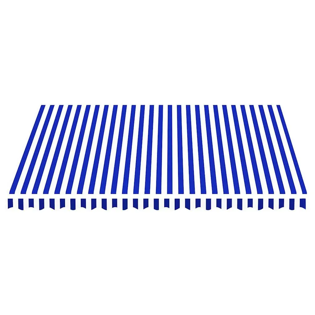 Awning Replacement Fabric Blue and White UV Resistant Polyester 4x3.5m