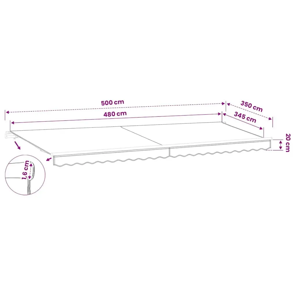 Awning Replacement Fabric UV-Resistant Cream 5x3.5 m Polyester Sunshade