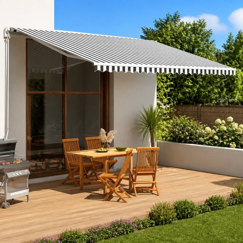 Awning Replacement Fabric UV Resistant Polyester Anthracite White 5x3m