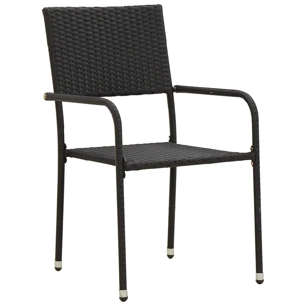 5 Piece Outdoor Dining Set Waterproof PE Rattan Black Steel Frame Table Chairs