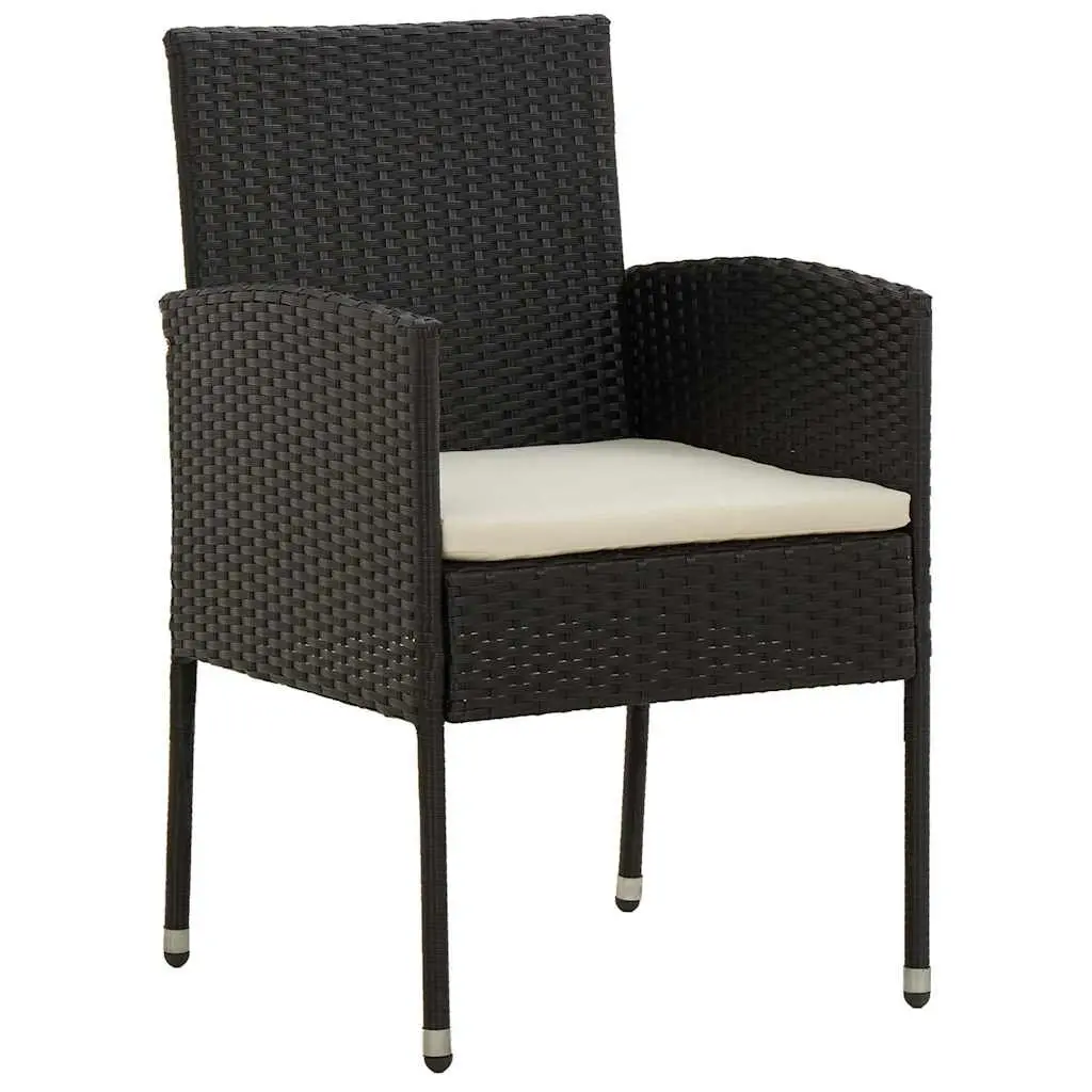 5 Piece Outdoor Dining Set Waterproof PE Rattan Steel Frame Black
