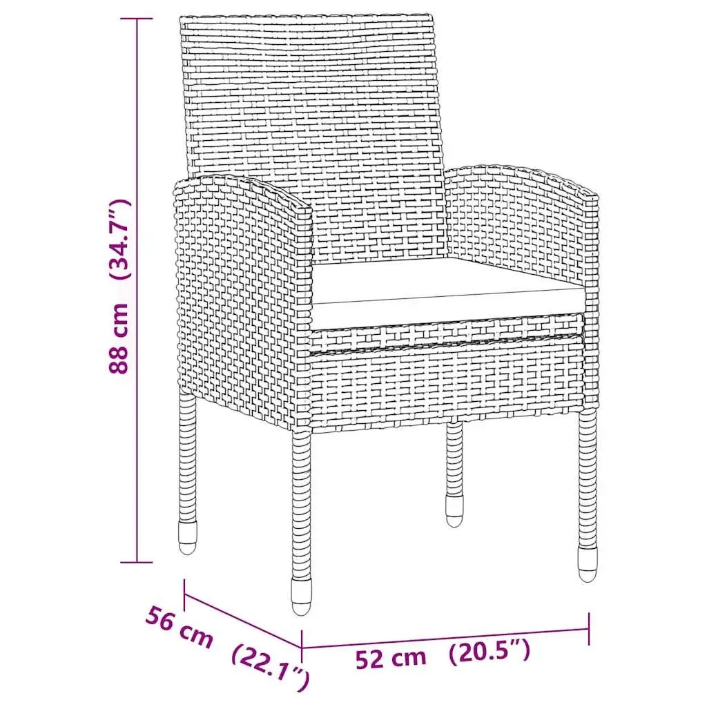5 Piece Outdoor Dining Set Waterproof PE Rattan Steel Frame Black