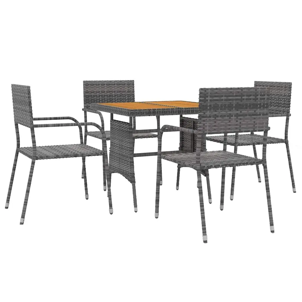 Outdoor Dining Set Grey 5 Piece Patio Garden Furniture Table Chairs