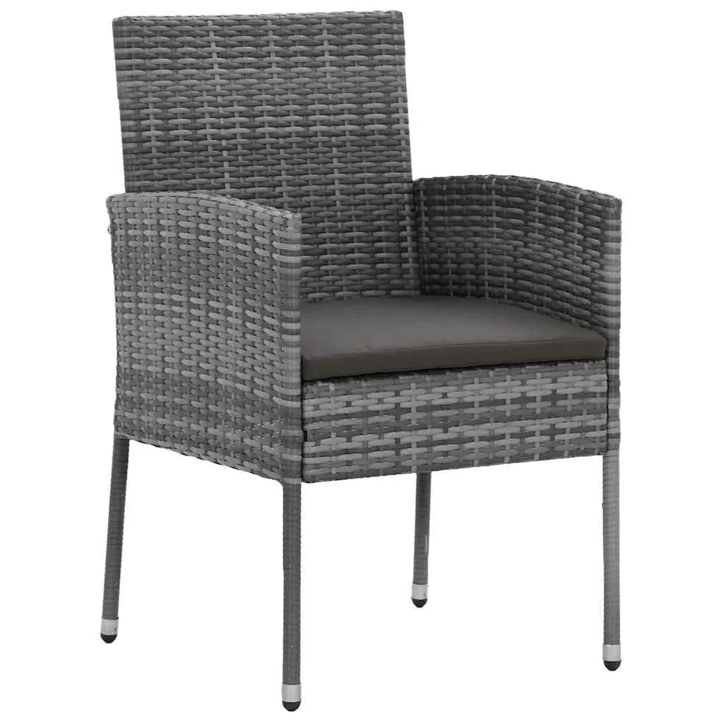 5 Piece Outdoor Dining Set Waterproof PE Rattan Grey Chairs Steel Frame Table