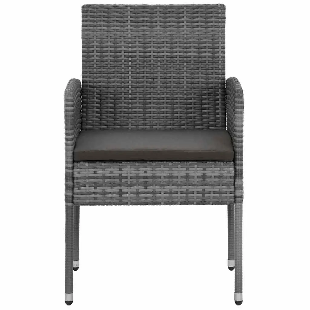 5 Piece Outdoor Dining Set Waterproof PE Rattan Grey Chairs Steel Frame Table