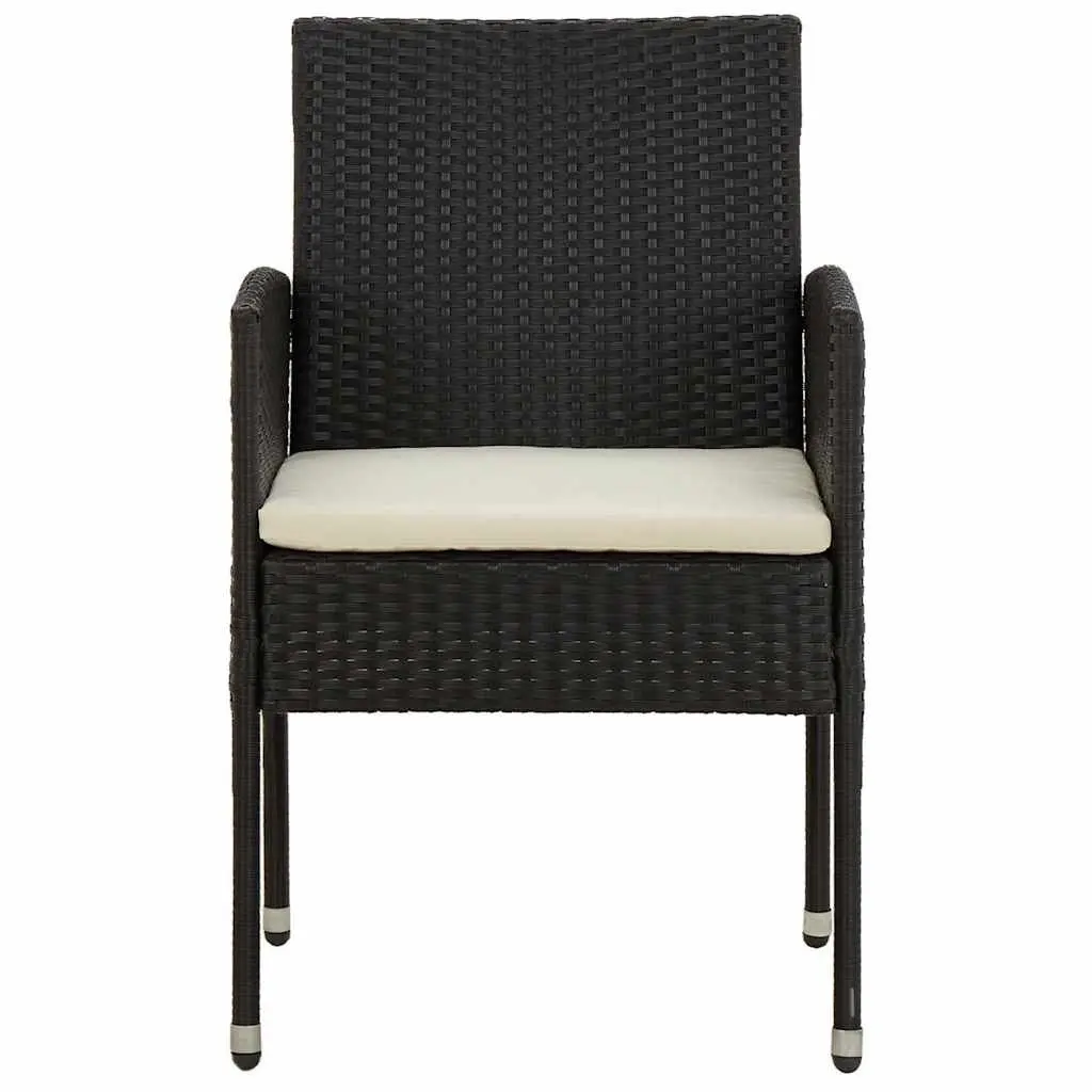 5 Piece Outdoor Dining Set Black Rattan Table and Chairs