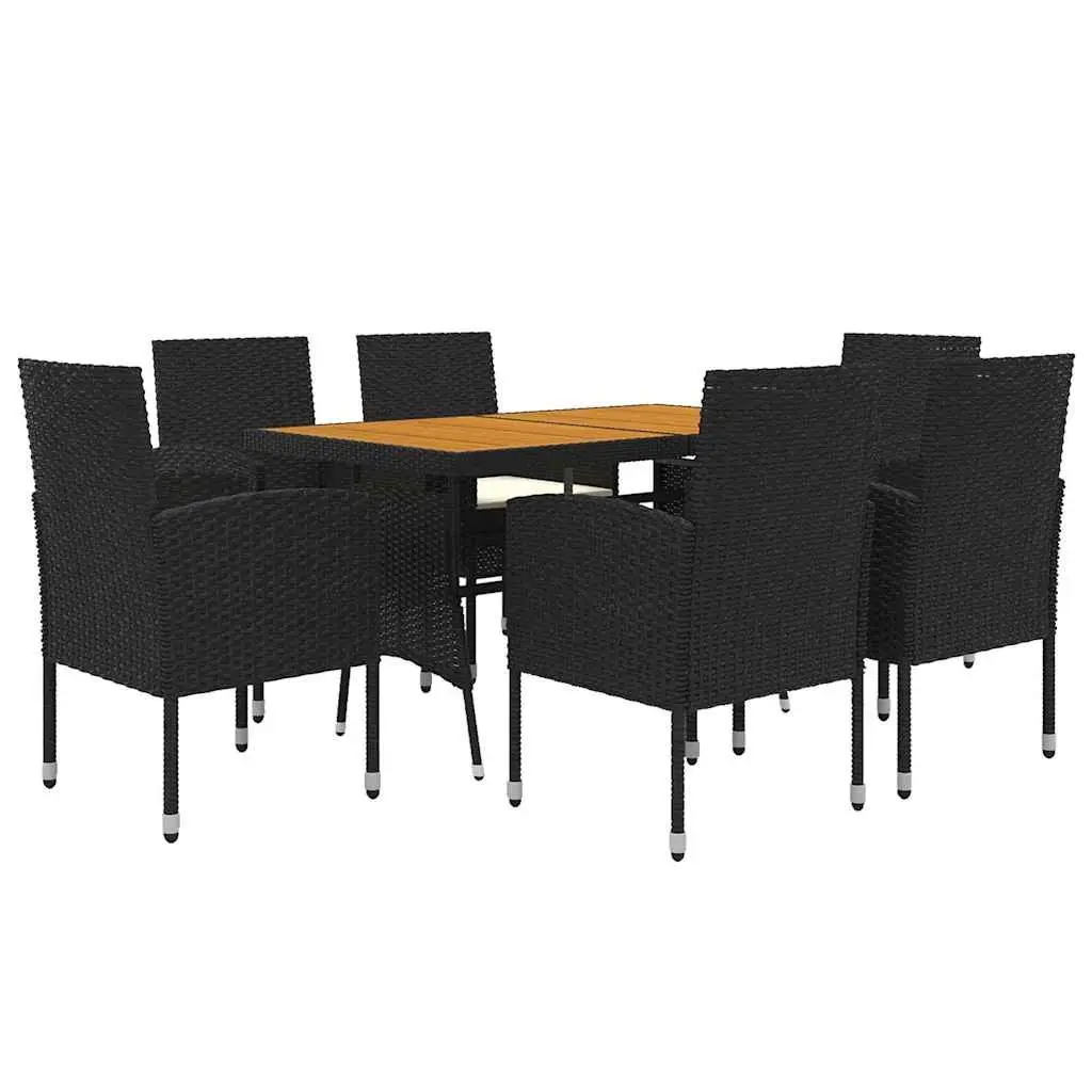 7 Piece Outdoor Dining Set Patio Garden Furniture Table Chairs Black